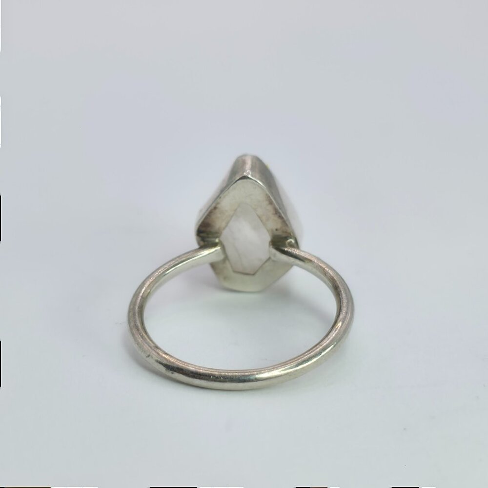 Ring 925‎ Sterling Silver  Raw Quartz Rough Cut Crystal Boho Minimalist Size 6 - Picture 4 of 7